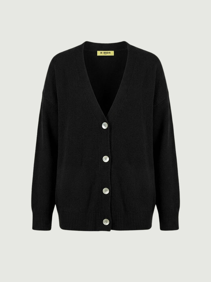 Cardigan over in maglia licorice 057088 0010 BIMOR 