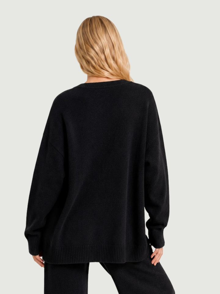 Cardigan over in maglia licorice 057088 0010 BIMOR 