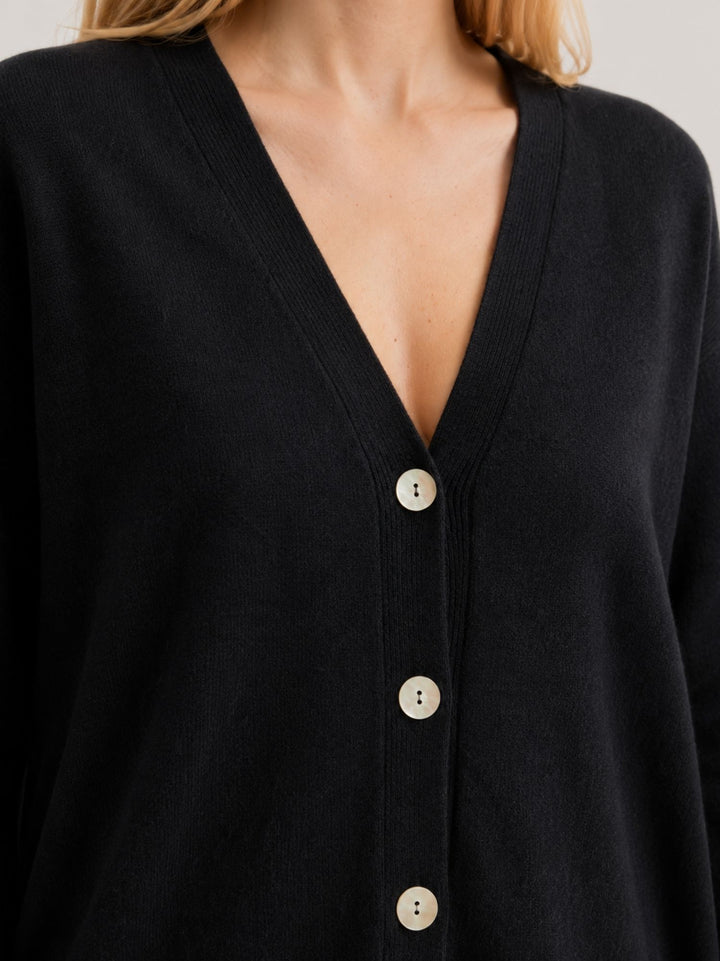 Cardigan over in maglia licorice 057088 0010 BIMOR 