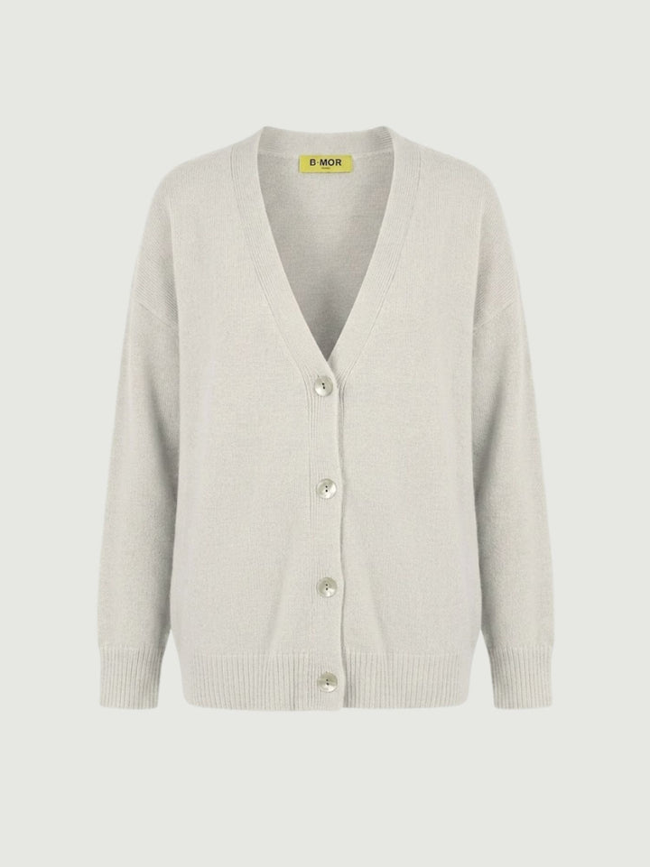 Cardigan over in maglia panna 057088 0071 BIMOR 