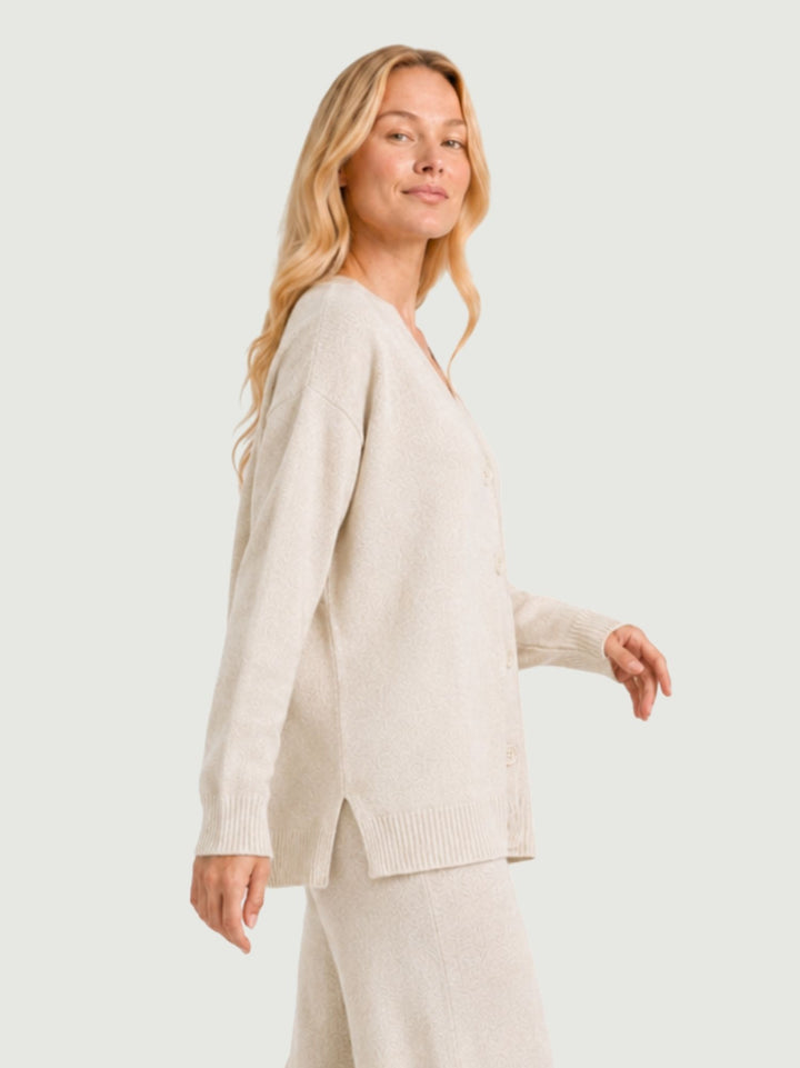 Cardigan over in maglia panna 057088 0071 BIMOR 