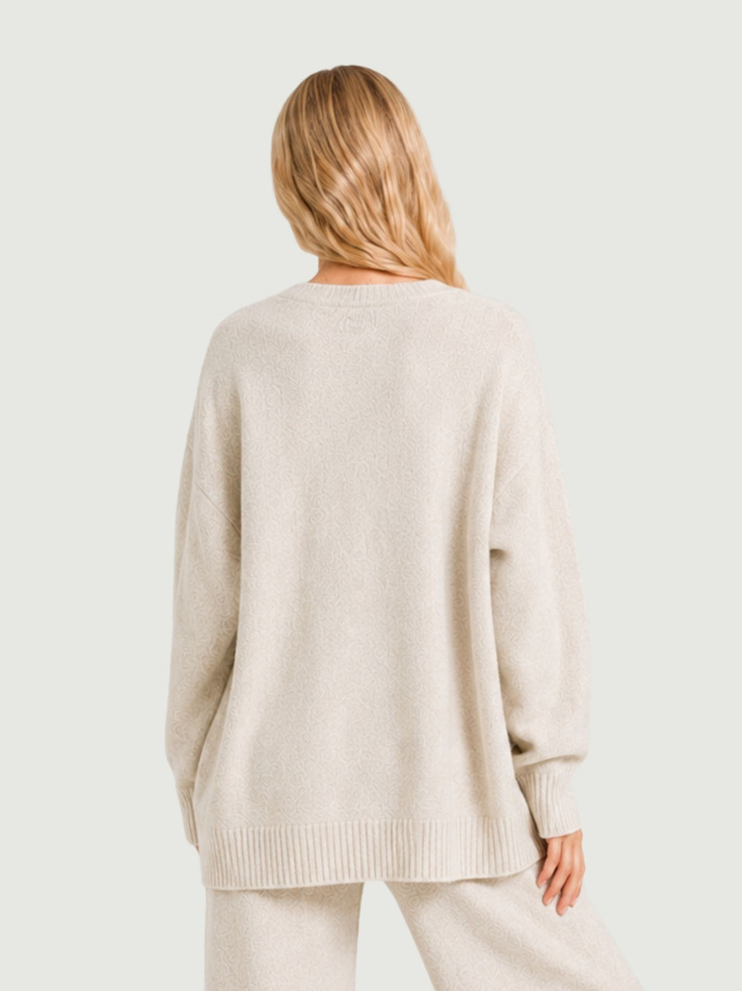 Cardigan over in maglia panna 057088 0071 BIMOR 
