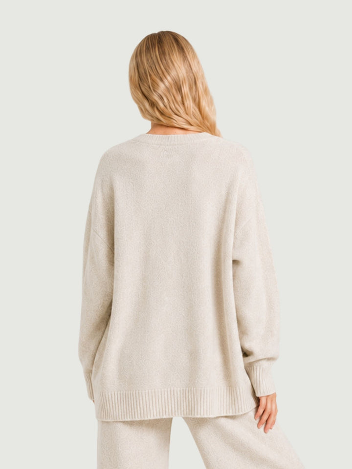 Cardigan over in maglia panna 057088 0071 BIMOR 