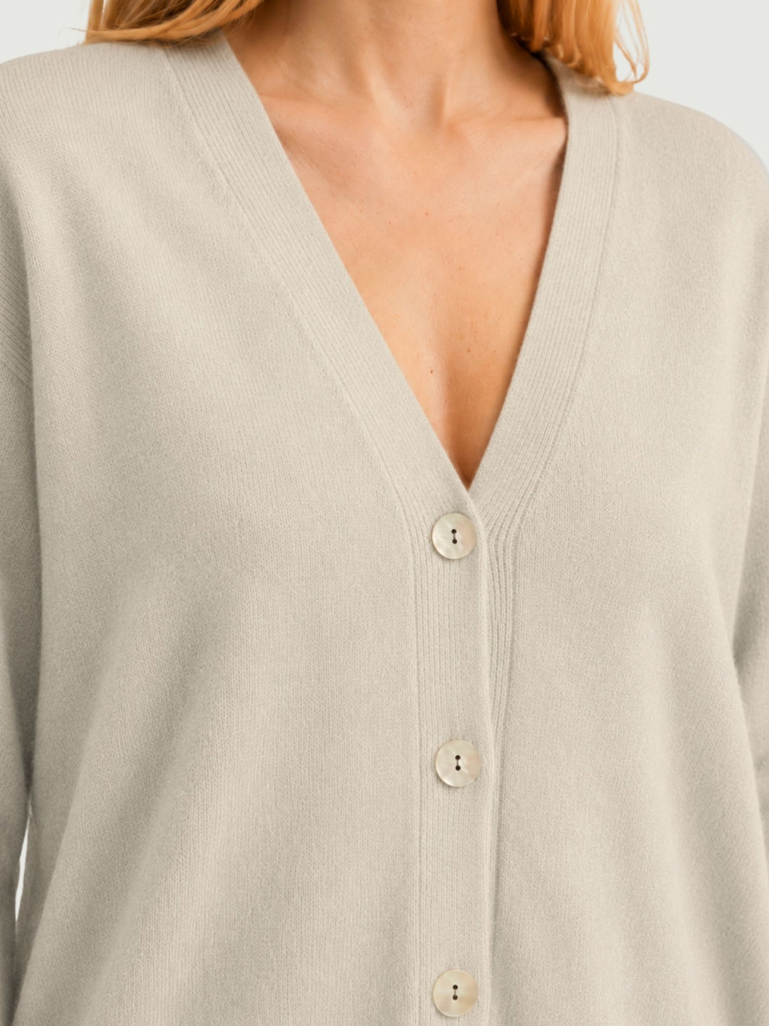 Cardigan over in maglia panna 057088 0071 BIMOR 