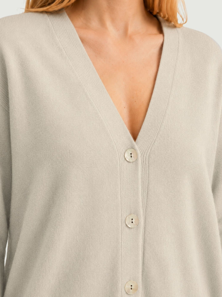 Cardigan over in maglia panna 057088 0071 BIMOR 