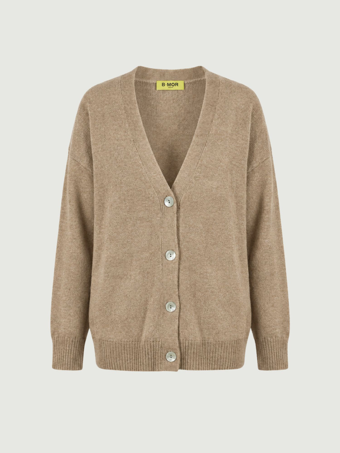 Cardigan over Sara in maglia nocciola 057088 0083 BIMOR 