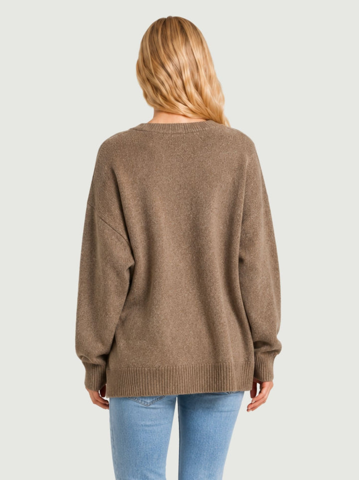 Cardigan over in maglia nocciola 057088 0083 BIMOR 