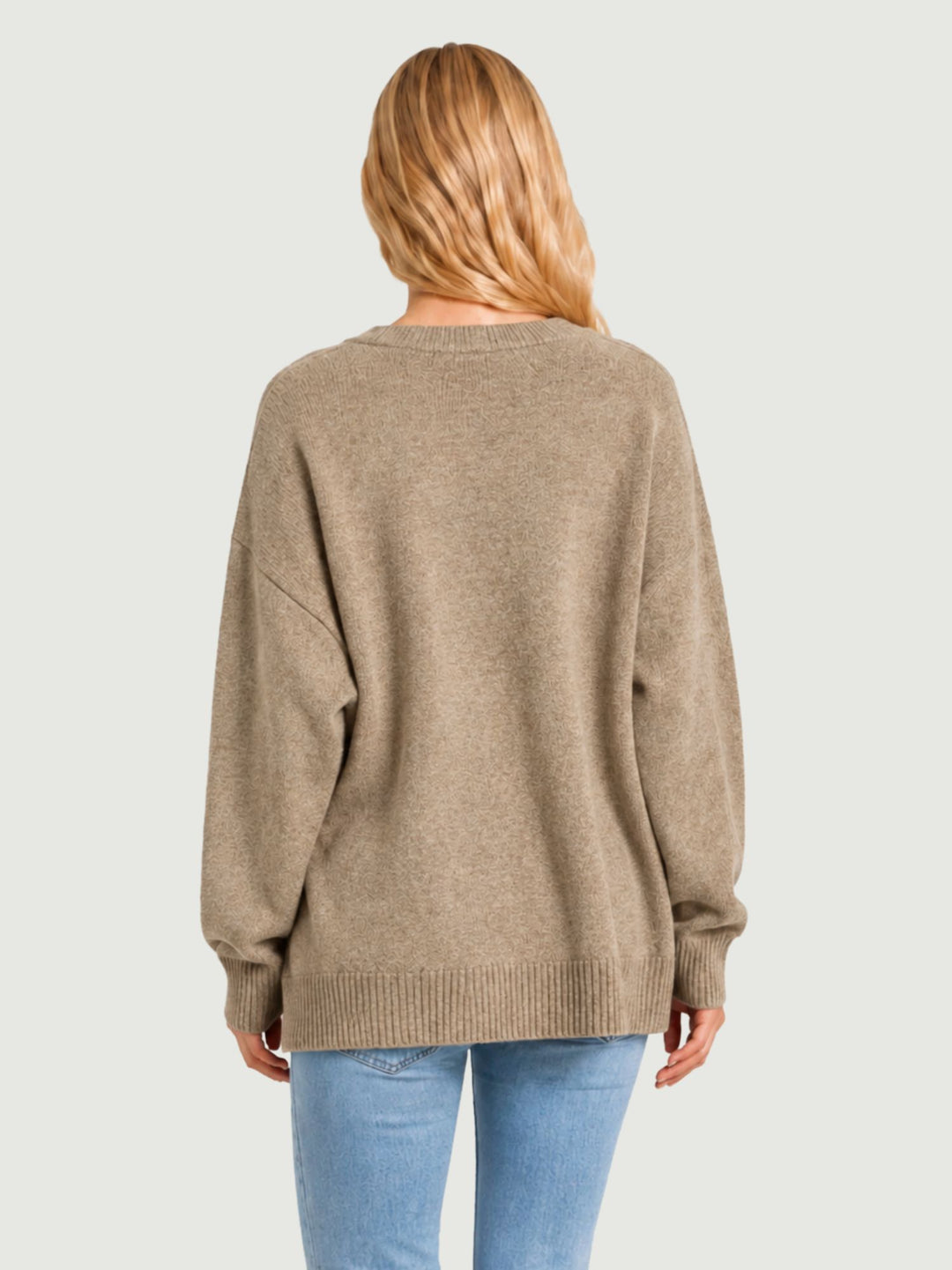Cardigan over Sara in maglia nocciola 057088 0083 BIMOR 