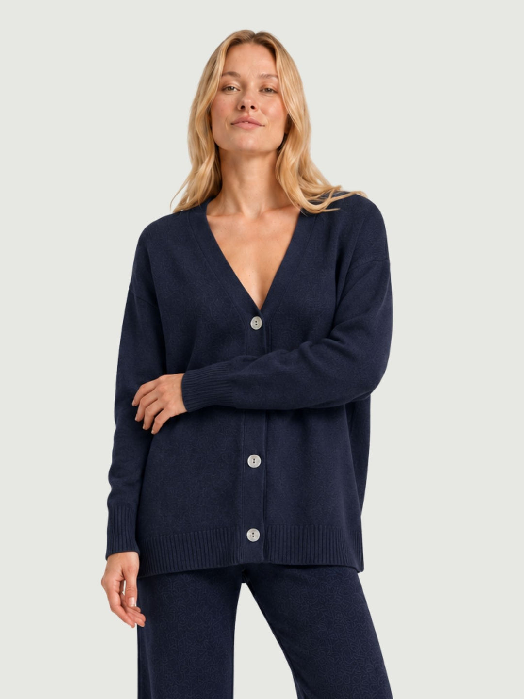 Cardigan over in maglia mirtillo 057088 0115 BIMOR 