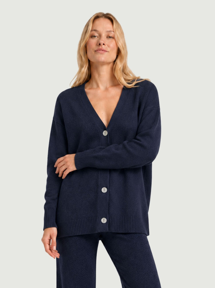 Cardigan over in maglia mirtillo 057088 0115 BIMOR 