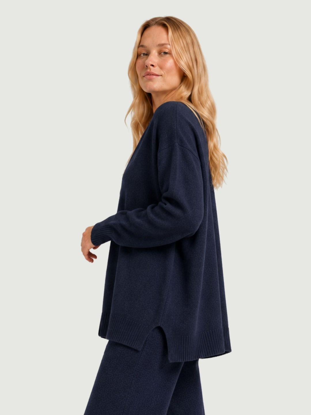 Cardigan over in maglia mirtillo 057088 0115 BIMOR 