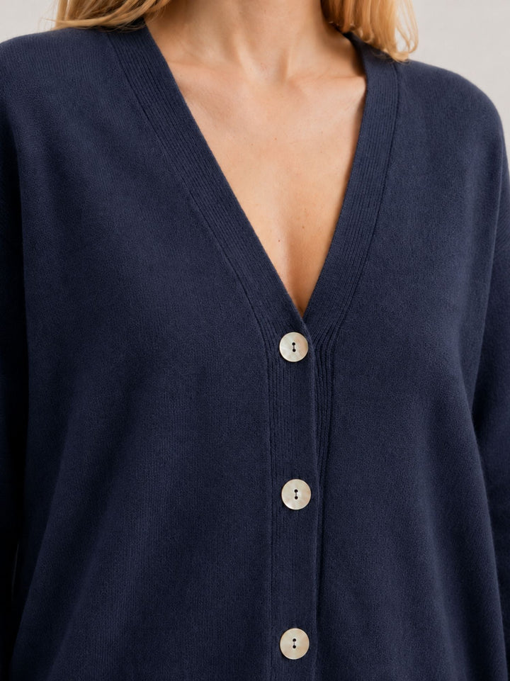 Cardigan over in maglia mirtillo 057088 0115 BIMOR 