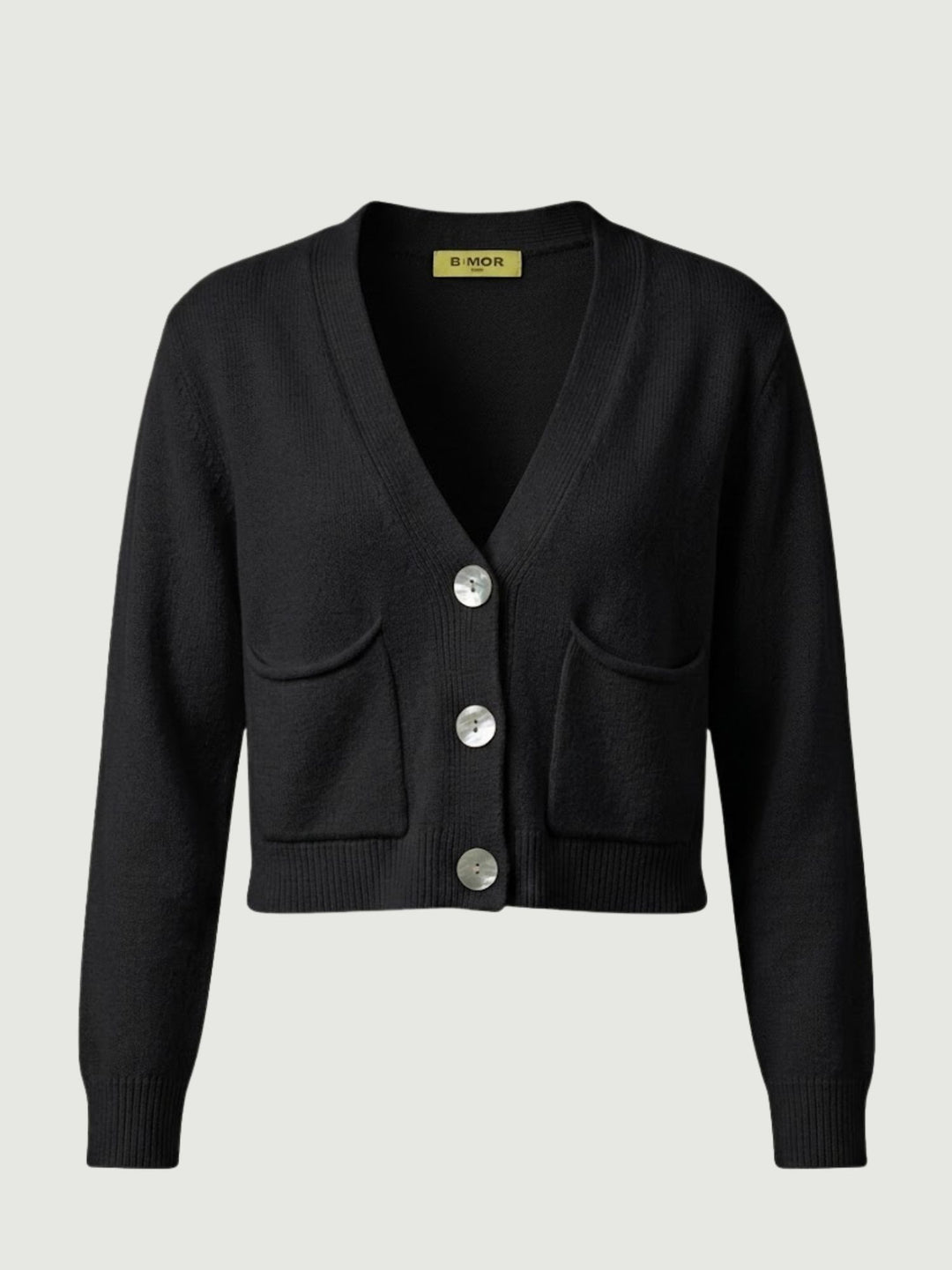 Cardigan cropped in maglia licorice 057090 0010 BIMOR 