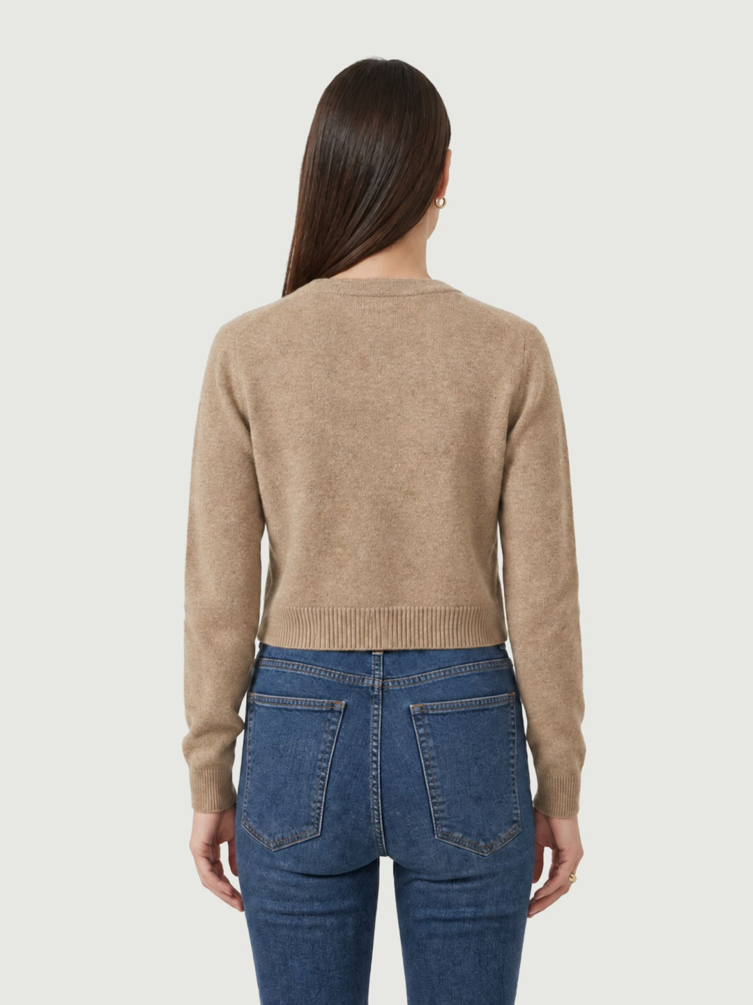 Cardigan cropped Sof in maglia nocciola 057090 0083 BIMOR 