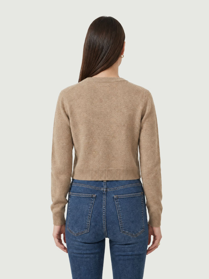 Cardigan cropped Sof in maglia nocciola 057090 0083 BIMOR 