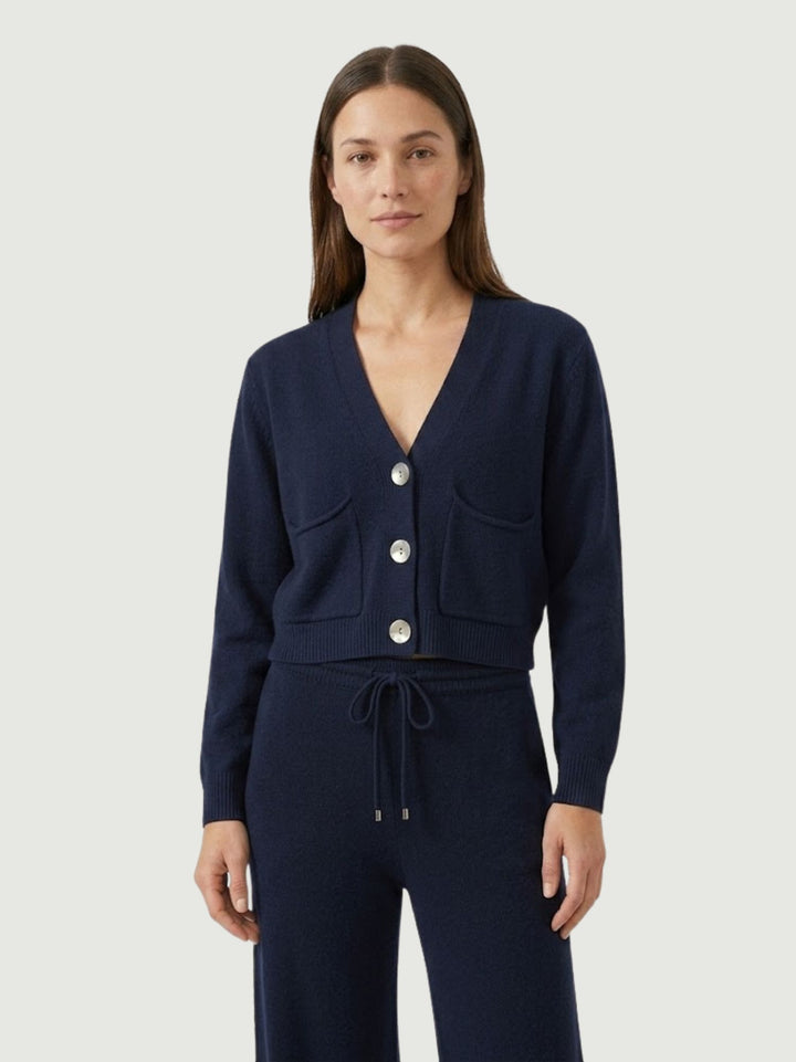 Cardigan cropped in maglia mirtillo 057090 0115 BIMOR 