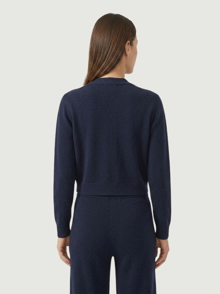 Cardigan cropped in maglia mirtillo 057090 0115 BIMOR 