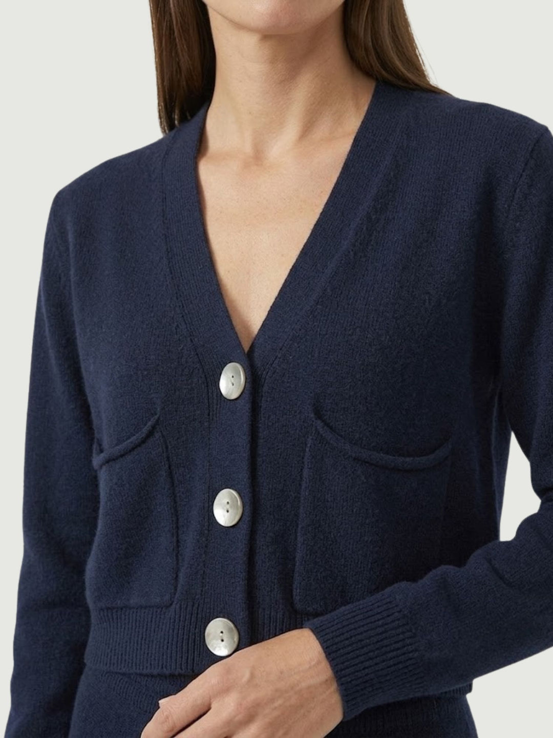 Cardigan cropped in maglia mirtillo 057090 0115 BIMOR 