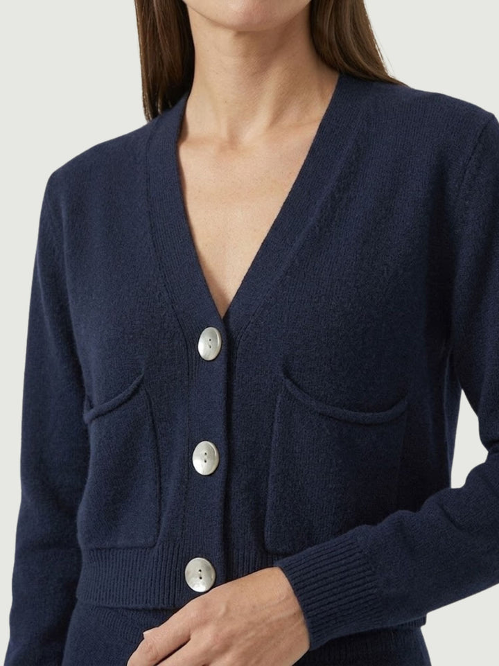 Cardigan cropped in maglia mirtillo 057090 0115 BIMOR 