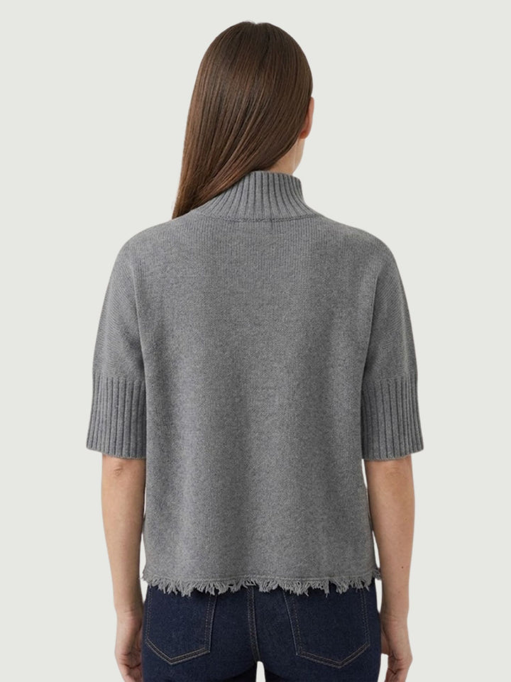 Maglia a lupetto con fondo sfrangiato carbone 0570995 0022 ANDREA MORANDO 