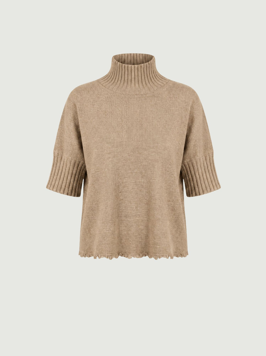 Lupetto Fra fondo sfrangiato in maglia nocciola 0570995 0083 BIMOR 