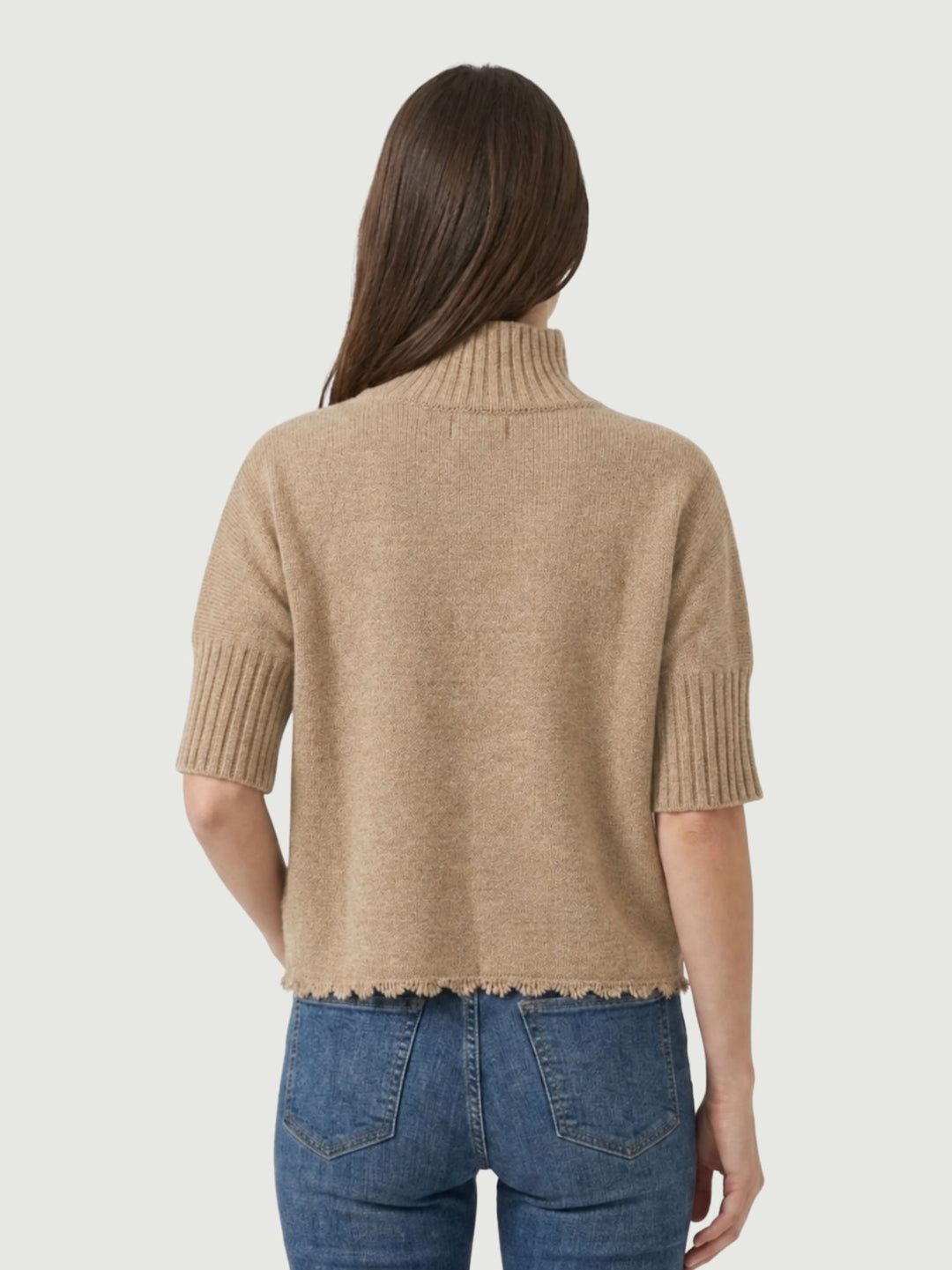Lupetto Fra fondo sfrangiato in maglia nocciola 0570995 0083 BIMOR 