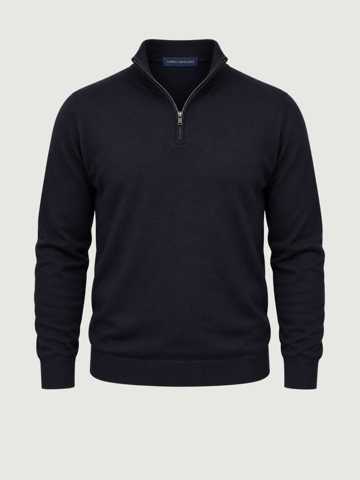 Maglia con colletto a zip navy 3019900 205 ANDREA MORANDO 