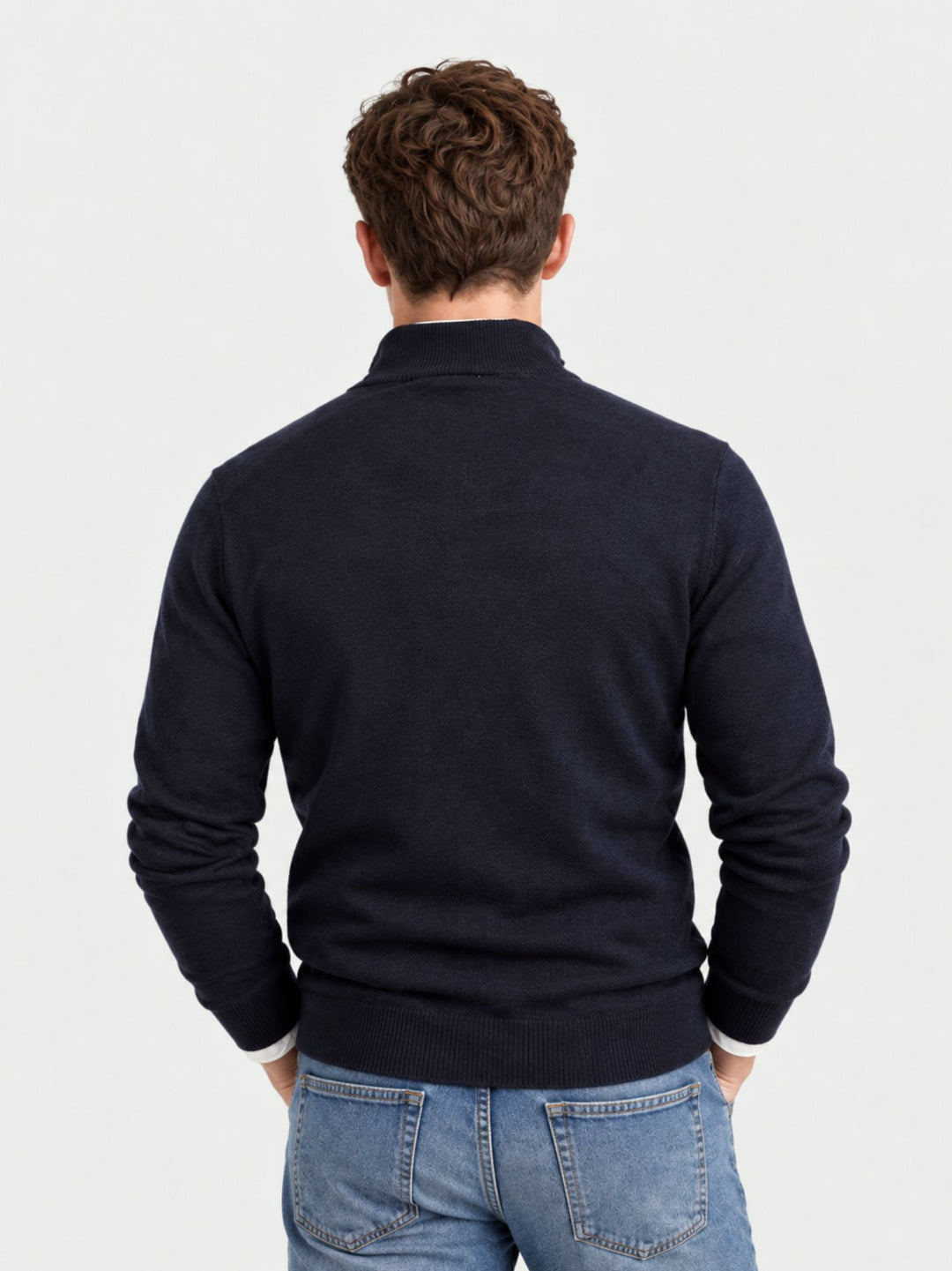 Maglia con colletto a zip navy 3019900 205 ANDREA MORANDO 