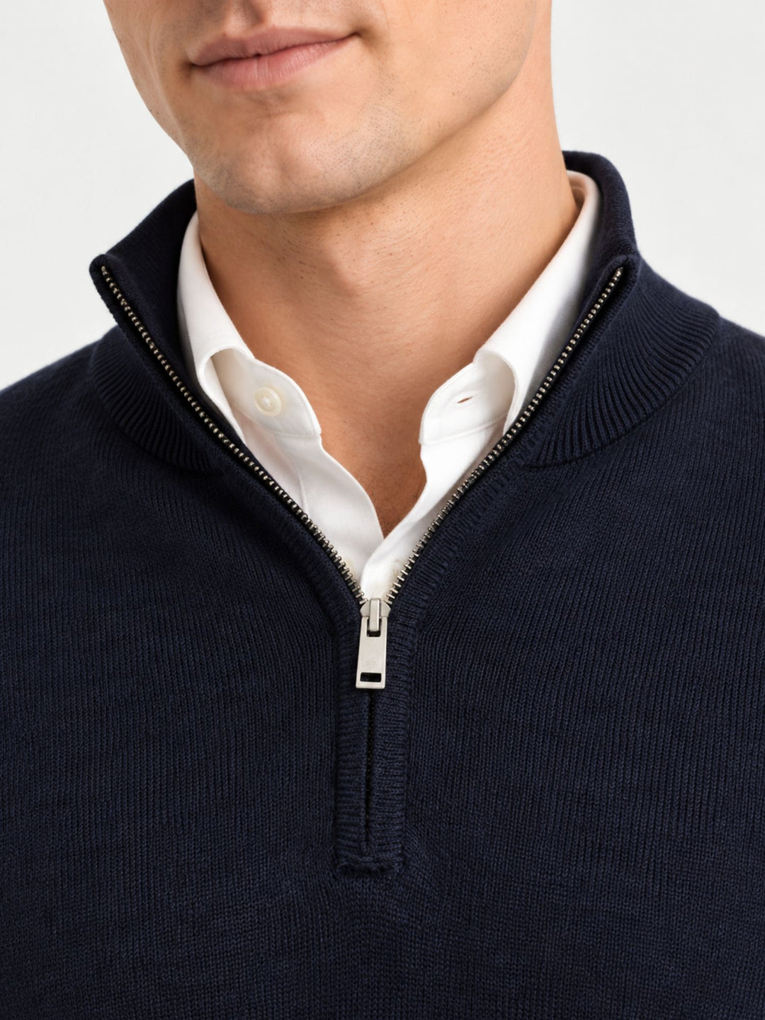 Maglia con colletto a zip navy 3019900 205 ANDREA MORANDO 