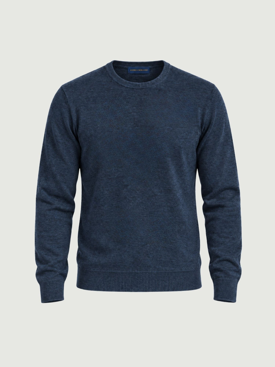 Maglia girocollo in lana e cashmere blu prussia 3060900 201 ANDREA MORANDO 