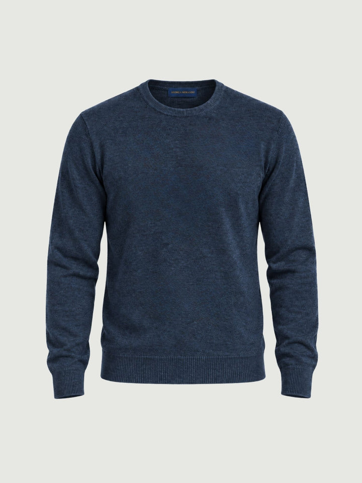 Maglia girocollo in lana e cashmere blu prussia 3060900 201 ANDREA MORANDO 