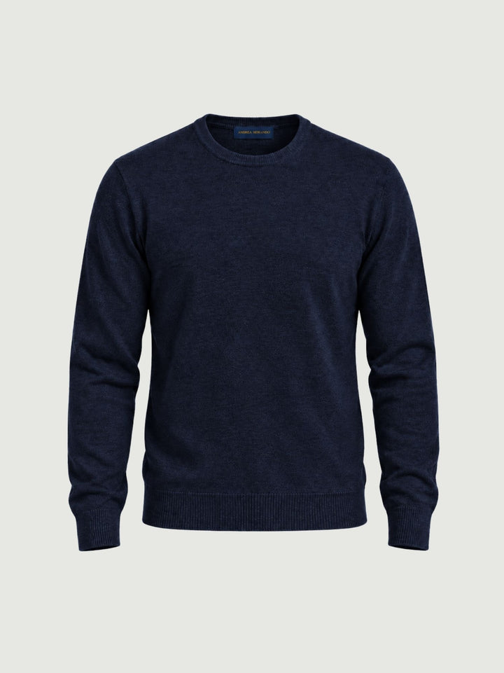 Maglia girocollo in lana e cashmere blu navy 3060900 205 ANDREA MORANDO 