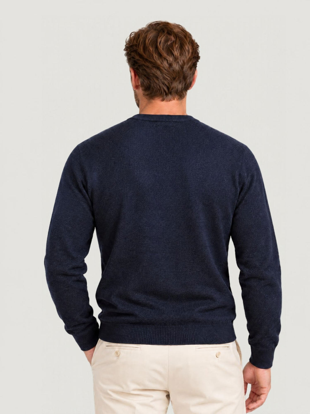 Maglia girocollo in lana e cashmere blu navy 3060900 205 ANDREA MORANDO 