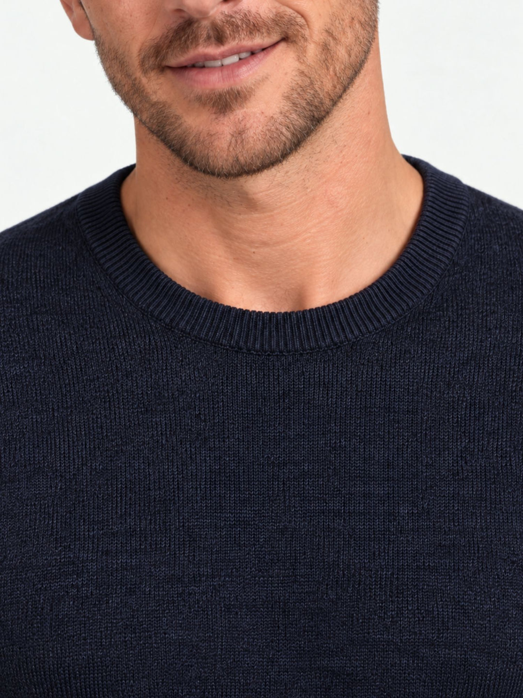 Maglia girocollo in lana e cashmere blu navy 3060900 205 ANDREA MORANDO 