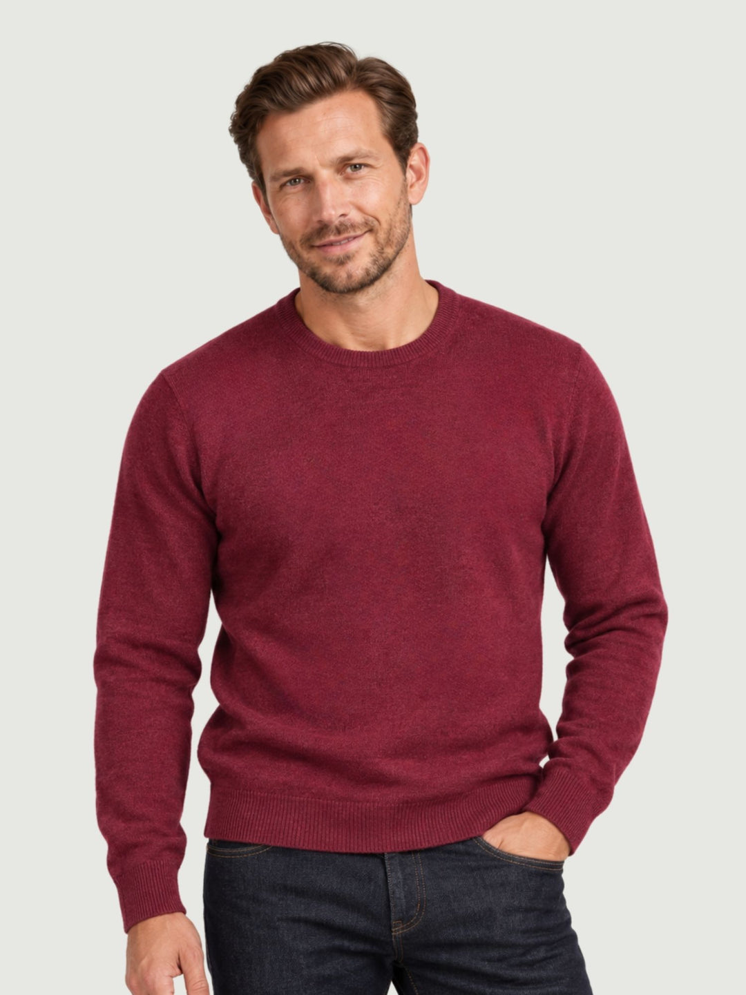 Maglia girocollo in lana e cashmere bordeaux 3060900 702 ANDREA MORANDO 