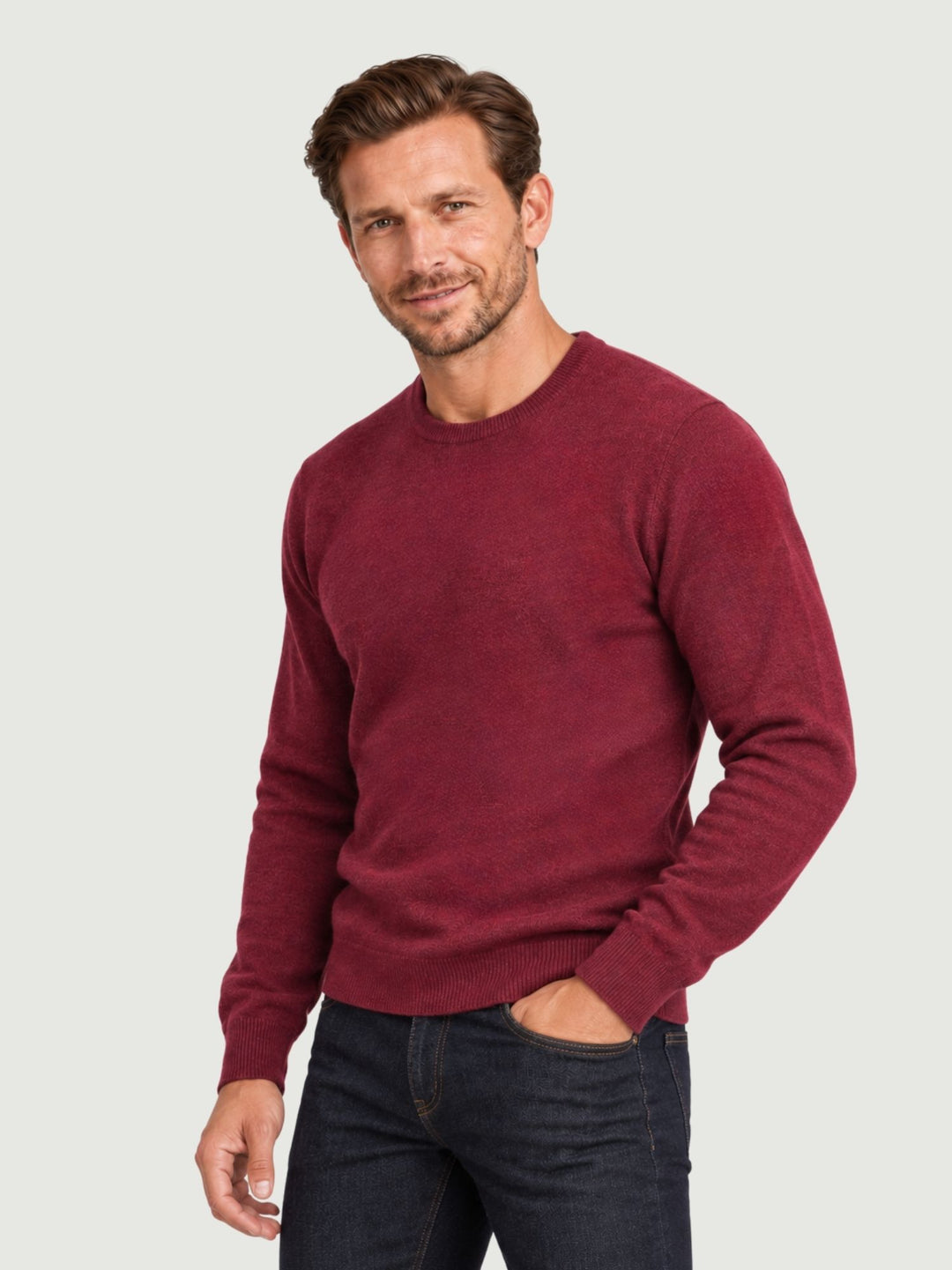 Maglia girocollo in lana e cashmere bordeaux 3060900 702 ANDREA MORANDO 