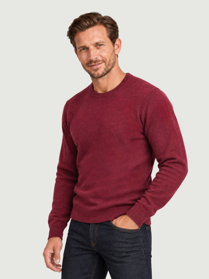 Maglia girocollo in lana e cashmere bordeaux 3060900 702 ANDREA MORANDO 