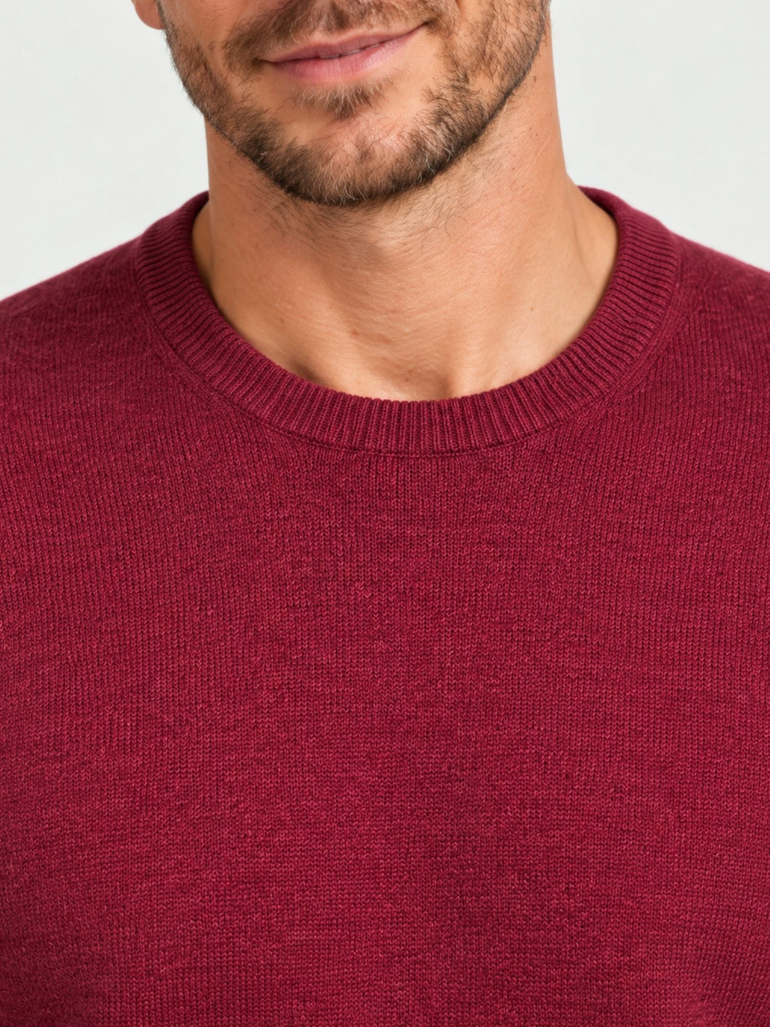 Maglia girocollo in lana e cashmere bordeaux 3060900 702 ANDREA MORANDO 