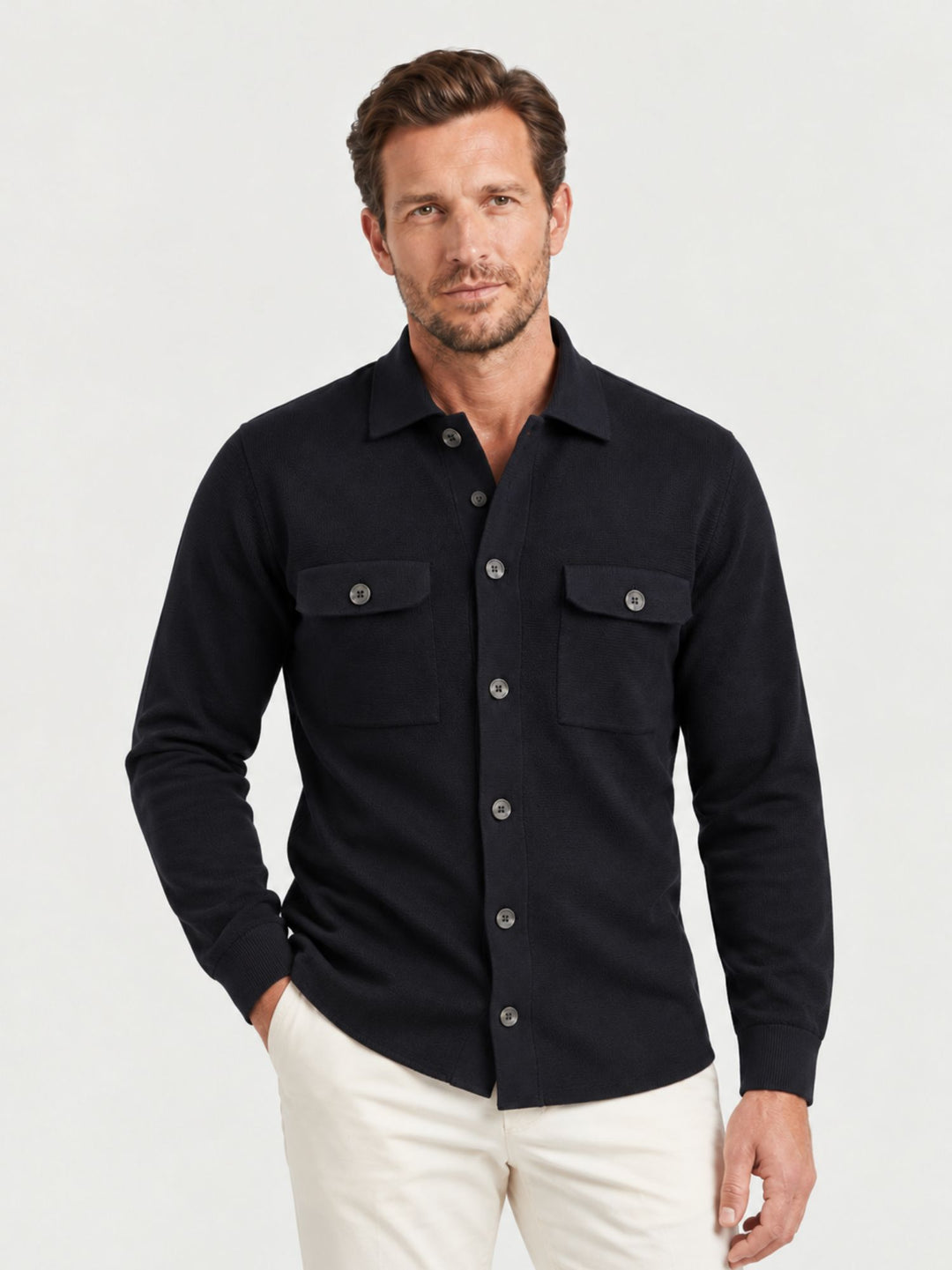 Overshirt in misto lana navy 6007226 205 ANDREA MORANDO 