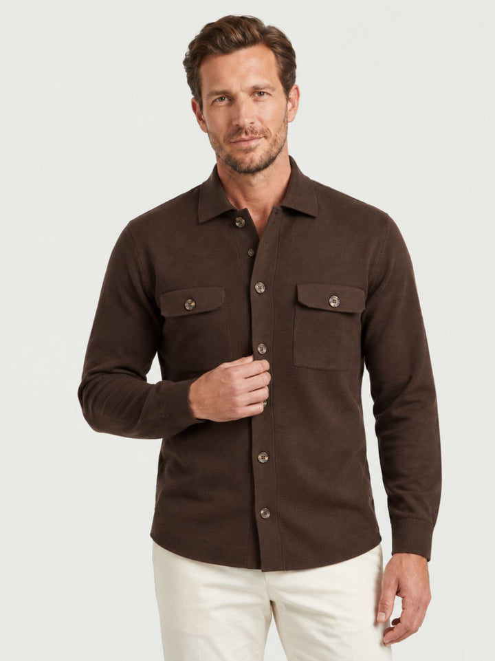 Maglia a camicia in punto milano testa di moro 6007226 623 ANDREA MORANDO 