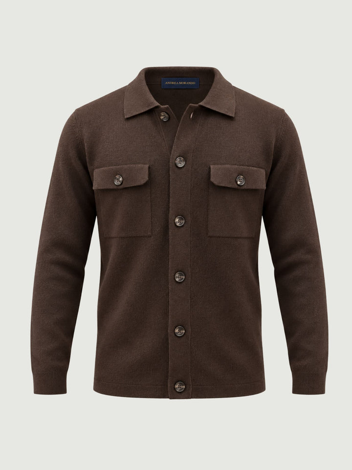 Maglia a camicia in punto milano testa di moro 6007226 623 ANDREA MORANDO 