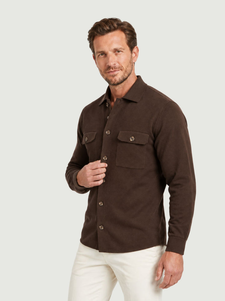 Maglia a camicia in punto milano testa di moro 6007226 623 ANDREA MORANDO 