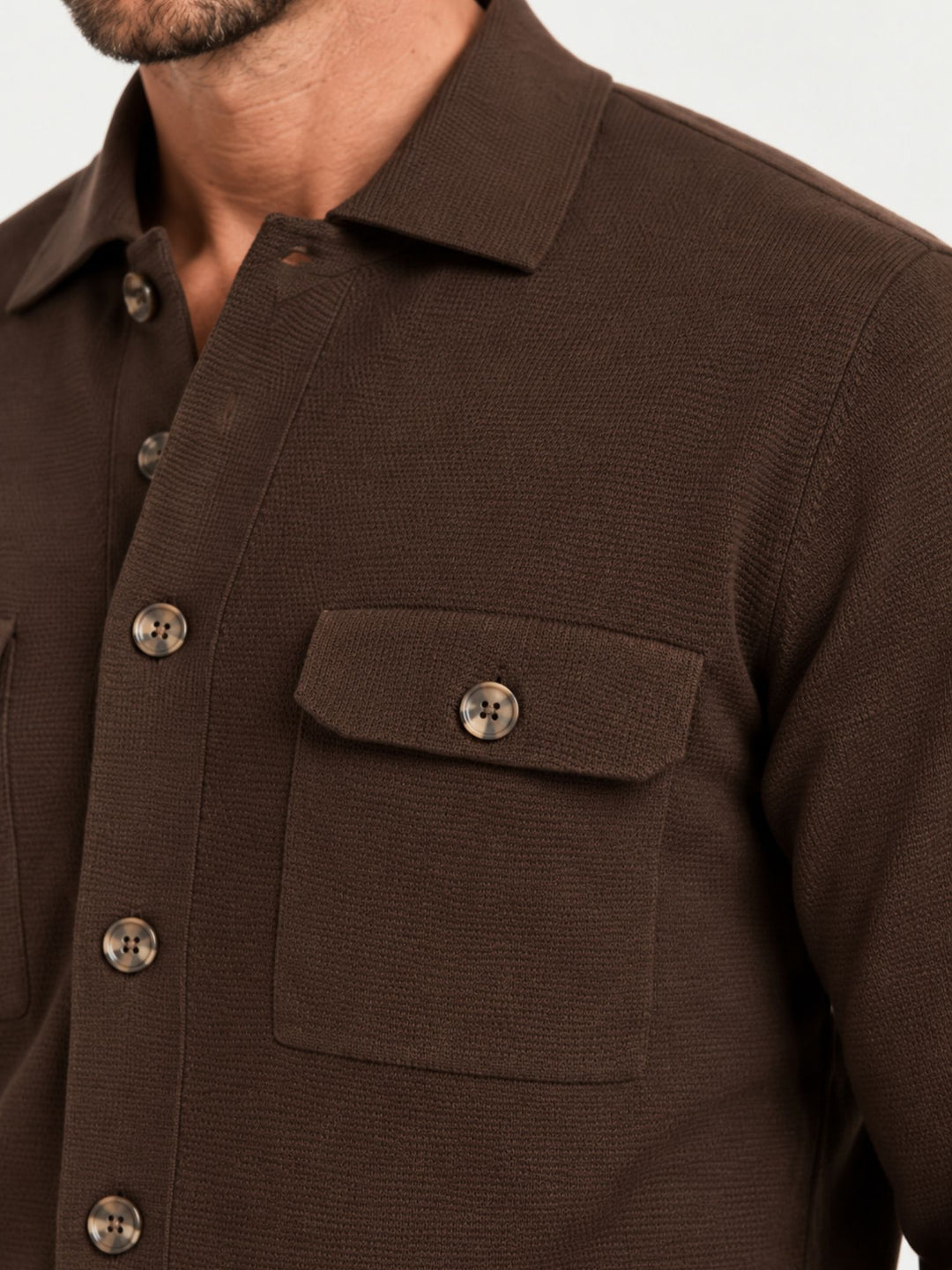 Maglia a camicia in punto milano testa di moro 6007226 623 ANDREA MORANDO 