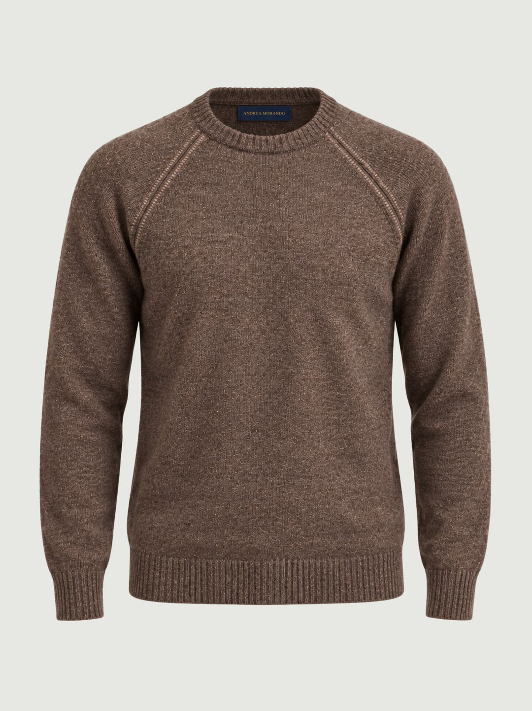 Maglia girocollo effetto mélange cacao 6156226 688 ANDREA MORANDO 