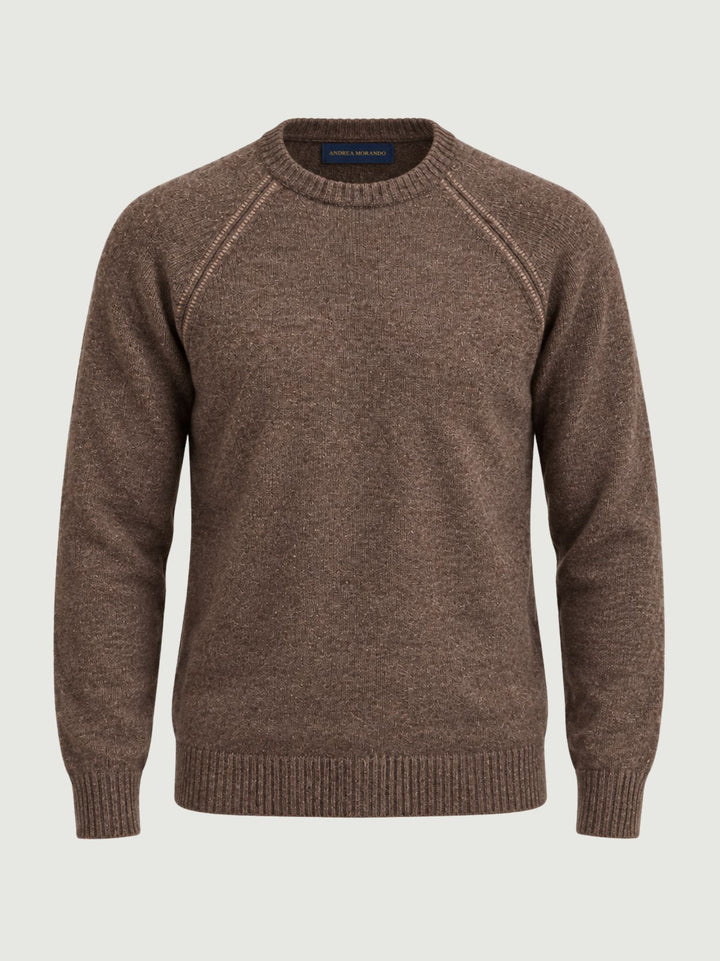 Maglia girocollo effetto mélange cacao 6156226 688 ANDREA MORANDO 