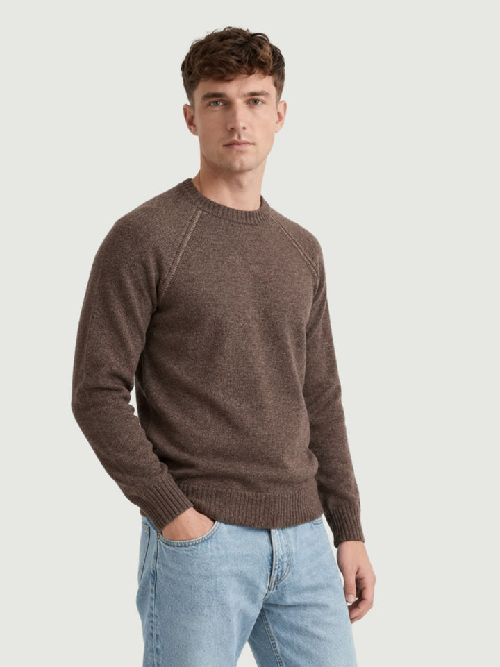 Maglia girocollo effetto mélange cacao 6156226 688 ANDREA MORANDO 
