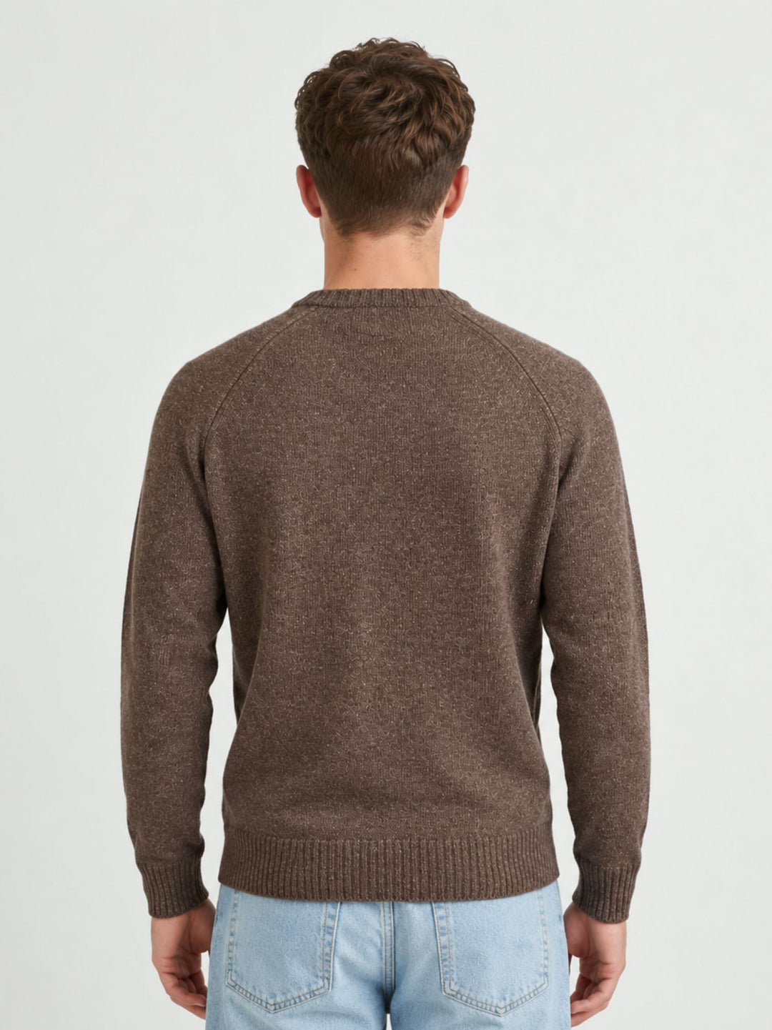 Maglia girocollo effetto mélange cacao 6156226 688 ANDREA MORANDO 