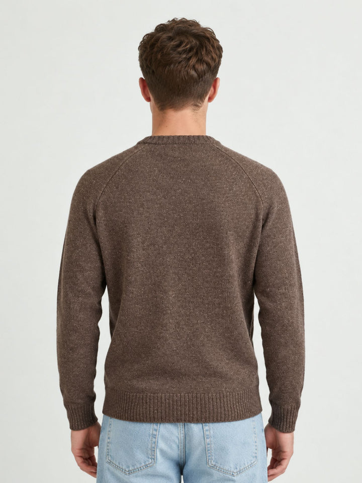 Maglia girocollo effetto mélange cacao 6156226 688 ANDREA MORANDO 