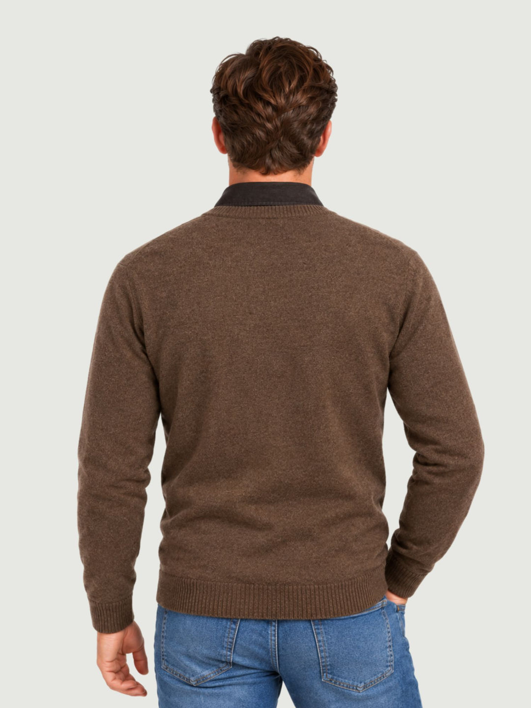 Maglia girocollo argyle in lana beige, moro e rubino 6201226 614 ANDREA MORANDO 