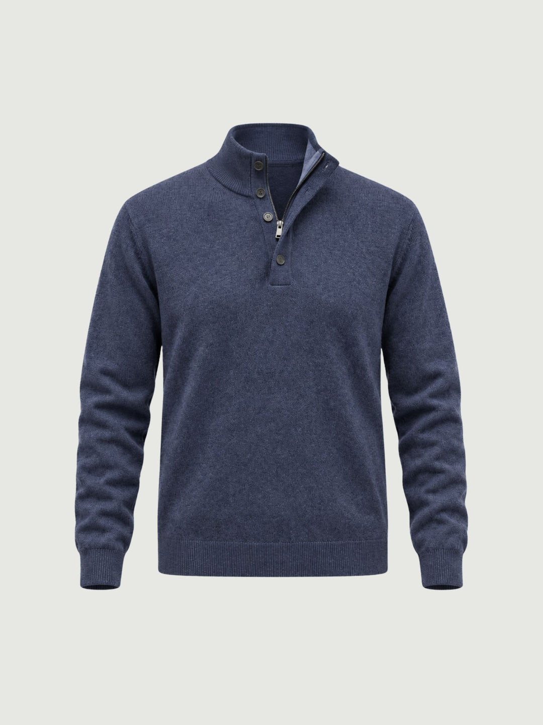 Maglia a lupetto con mezza zip e bottoni in lana e cashmere bluette 6204226 201 ANDREA MORANDO 